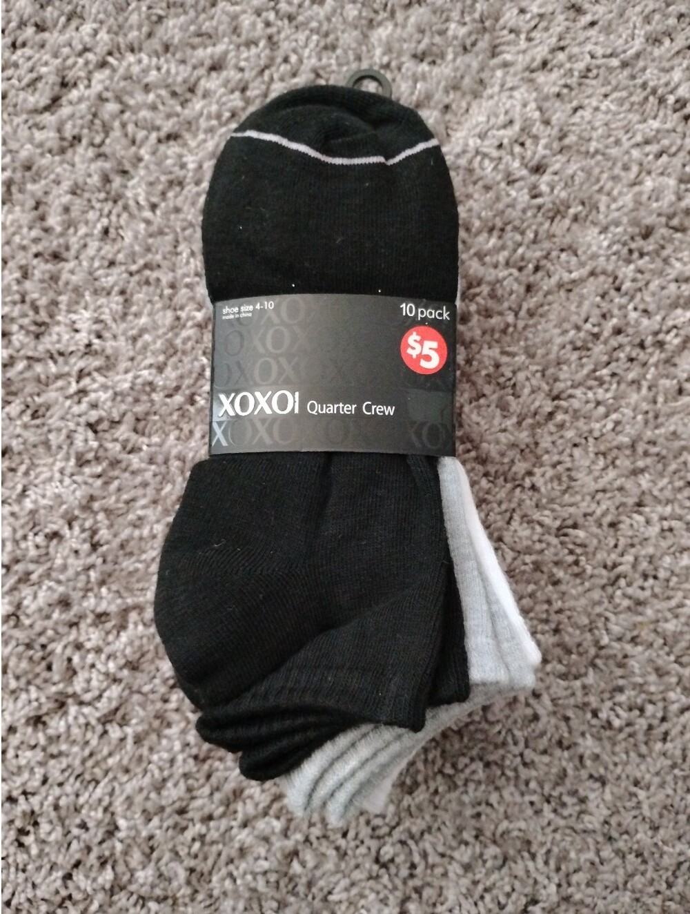 XOXO Women’s Quarter Crew Socks 10-Pack - Neutral Multi-Color (Shoe Size 4-10)